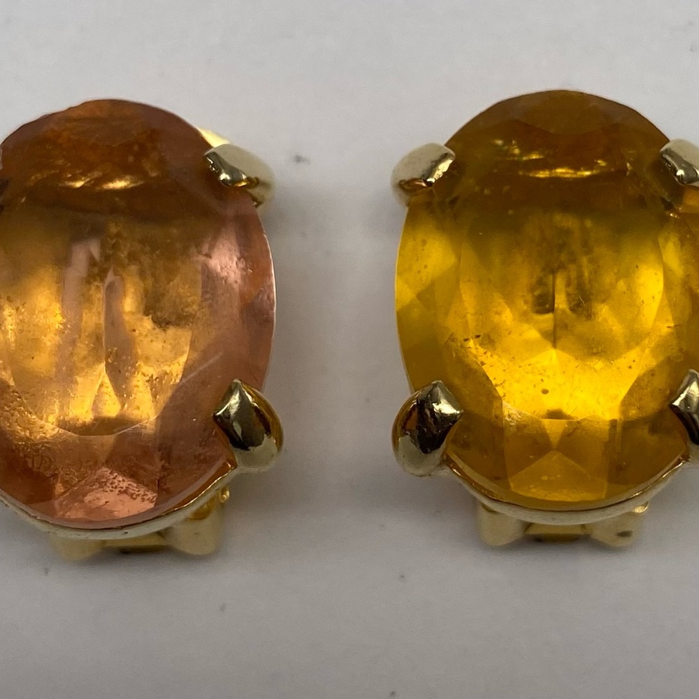 VINTAGE 80'S DAVID GRAU LARGE CRYSTAL DECO CLIP EARRINGS